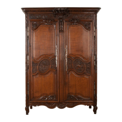 French Carved Oak Gardeners Armoire de Mariage
