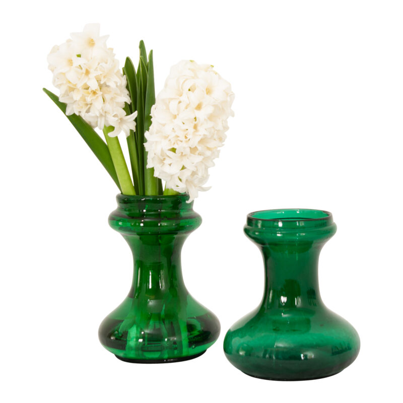 Collection of 2 Victorian Green Glass Hyacinth Vases