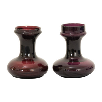 Collection of 2 Victorian Purple Glass Hyacinth Vases