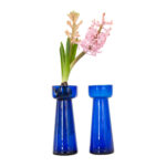 Pair of 2 Victorian Blue Glass Hyacinth Vases