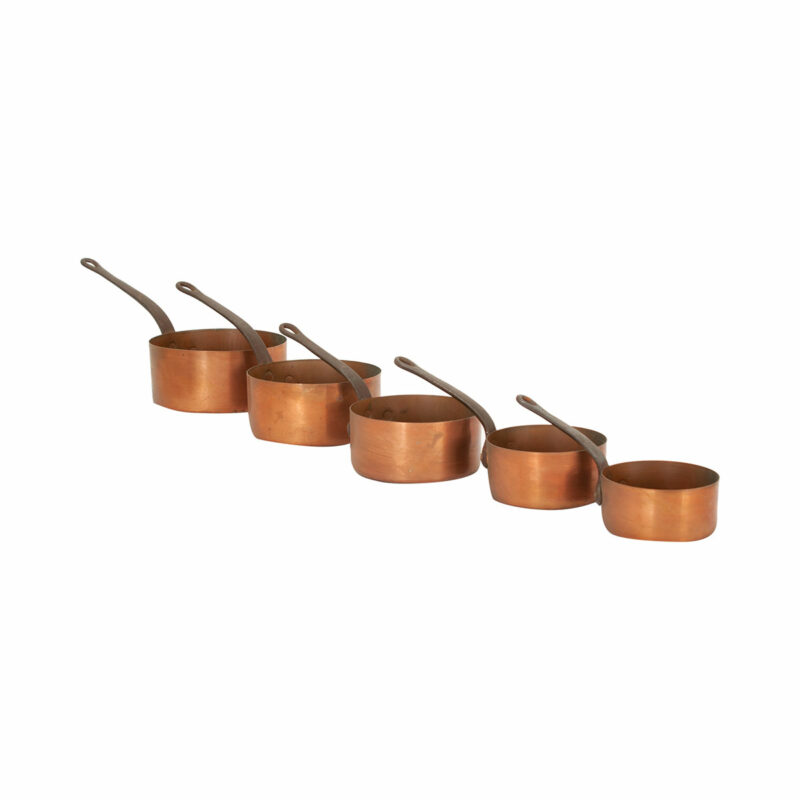 Set of 5 French Copper Graduating Pots
