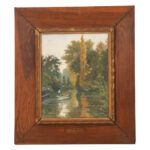 French Vintage Oak Framed Oil Painting