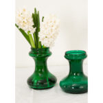 Collection of 2 Victorian Green Glass Hyacinth Vases