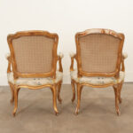 French Pair of 18th Century Louis XV Gold Gilt Fauteuils