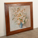 Large French Floral Painting in Oak Frame