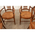 Set of 4 Fruitwood Rush Seat Dining Chairs