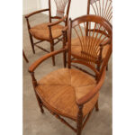 Set of 4 Fruitwood Rush Seat Dining Chairs