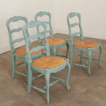 French Set of Four Rush Seat Chairs