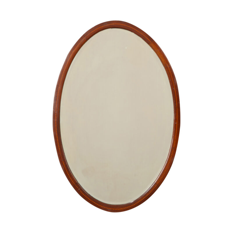English Vintage Oval Inlay Mirror