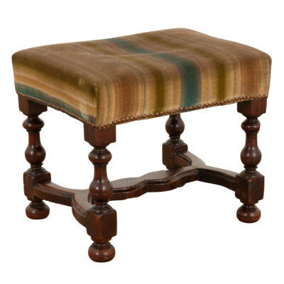 French Early 19th Century Upholstered Walnut Stool