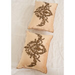 Pair of B.Viz Raised Metallic Embroidery Pillows