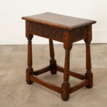 English 19th Century Carved Oak Joint Stool