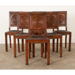 Six French Art Deco Walnut Dining Chairs