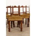 Set of 6 English Oak & Upholstered Dining Chairs