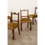 Set of 6 English Oak & Upholstered Dining Chairs