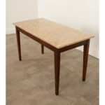 French 19th Century Oak & Stone Cafe Table