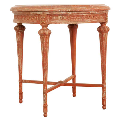 French Louis XVI Style Painted & Marble Gueridon