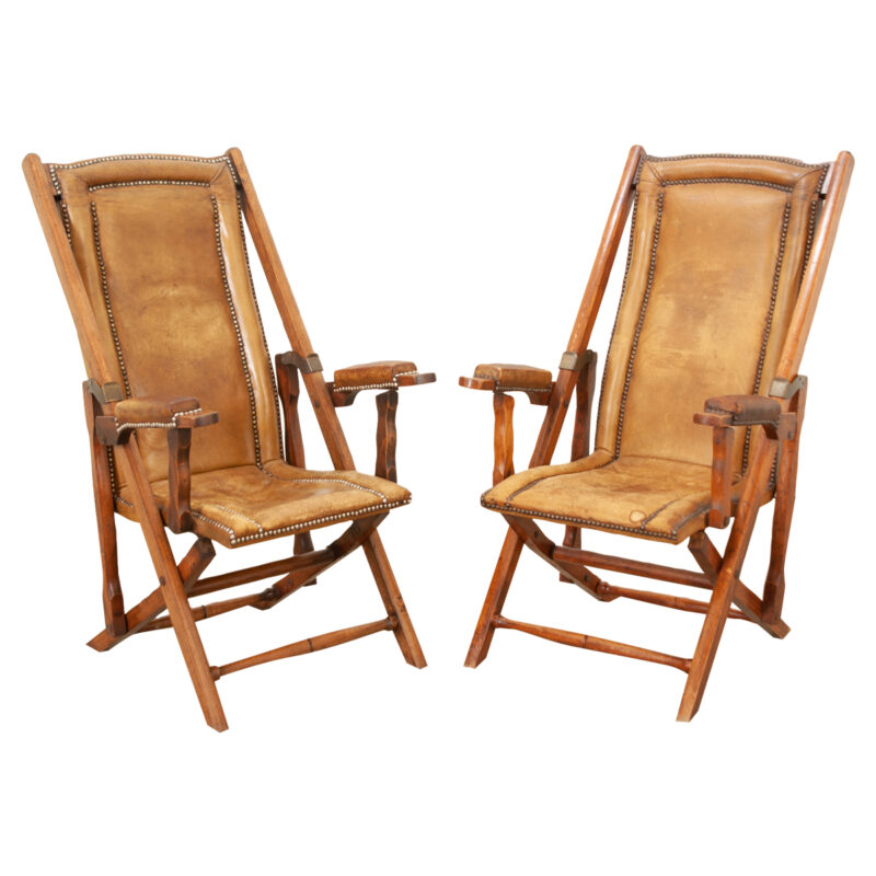 French Early 20th Century Folding Campaign Chairs