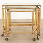 English 20th Century Brass & Glass Nesting Tables