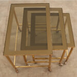 English 20th Century Brass & Glass Nesting Tables