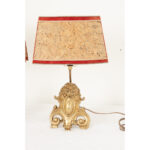 Pair of French Cast Brass Lion Motif Table Lamps