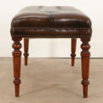 English Early 20th Century Tufted Leather Bench