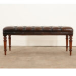 English Early 20th Century Tufted Leather Bench
