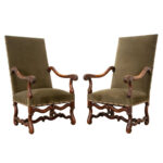 French Pair of Walnut Os de Mouton Armchairs