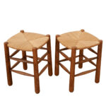 Pair of French Charlotte Perriand Style Stools