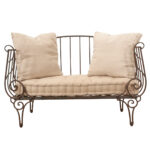 French Vintage Iron Settee with Cushions