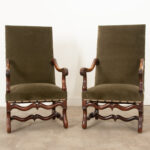 French Pair of Walnut Os de Mouton Armchairs