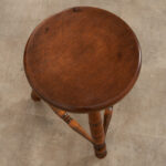 French Vintage Solid Oak Stool