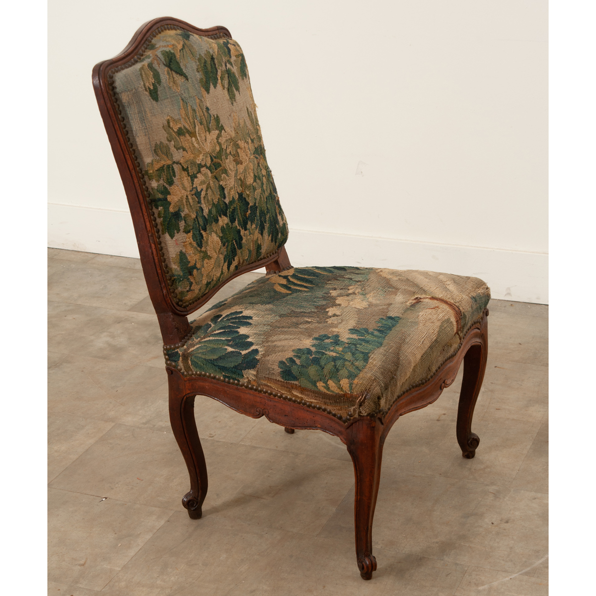 French Louis XV Period Walnut Chair with Original Tapestry - Fireside  Antiques