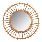 French Vintage Sunburst Rattan Mirror