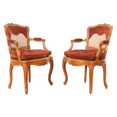Pair of French 18th Century Louis XV Style Fauteuils