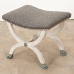 French Painted & Upholstered Stool with X Base