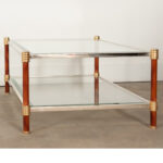 French Vintage Set of Brass and Glass Tables