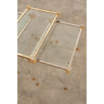 French Vintage Set of Brass & Glass Side Tables