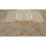 French Vintage Set of Brass & Glass Side Tables