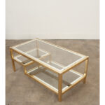 French Vintage Brass Glass Coffee Table