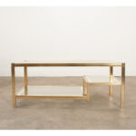 French Vintage Brass Glass Coffee Table