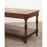 French Oak Drapery Table with Parquet Top