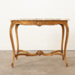 French Louis XV Style Gilt & Marble Table