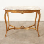 French Louis XV Style Gilt & Marble Table