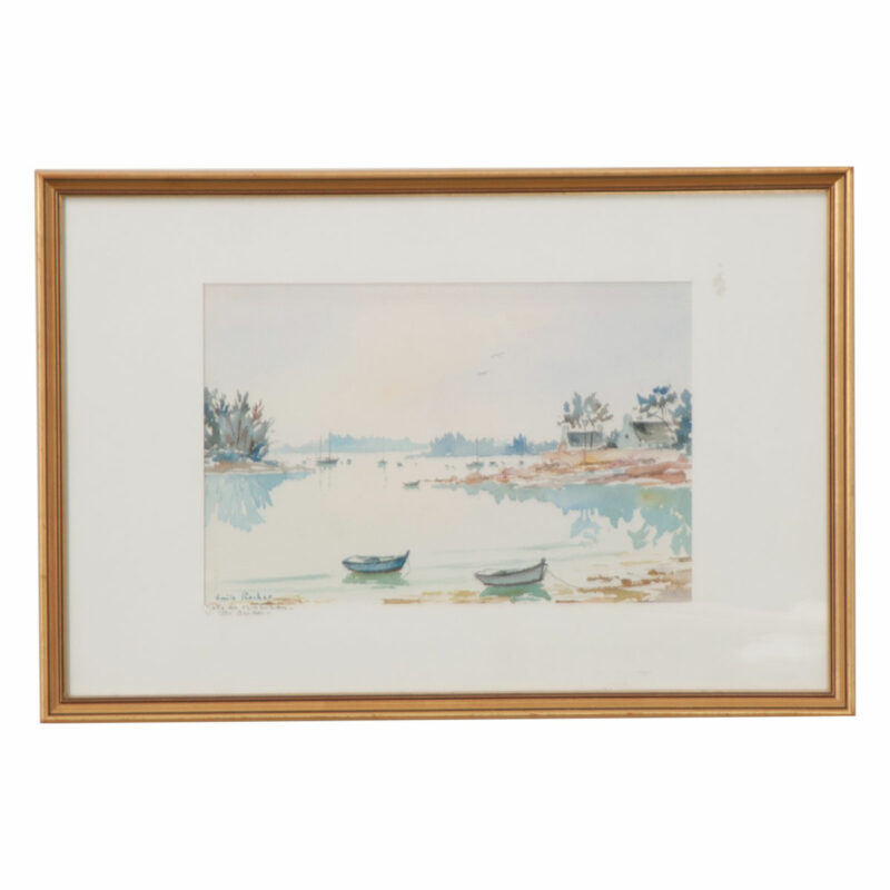 Framed Vintage Landscape Watercolor
