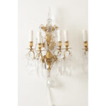 French Pair of Brass and Crystal Sconces