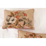 Pair of  Floral Lumbar Needlepoint Pillows