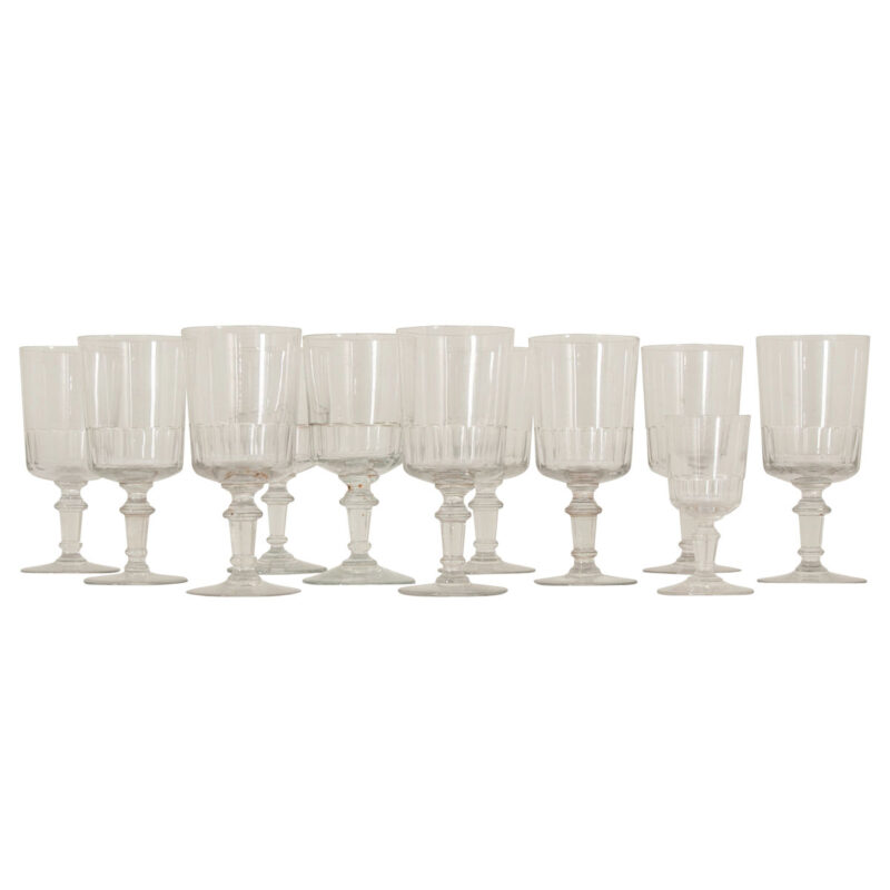 French Set of 11 Glass Wine Glasses