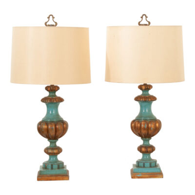 Pair of French Reproduction Painted Lamps