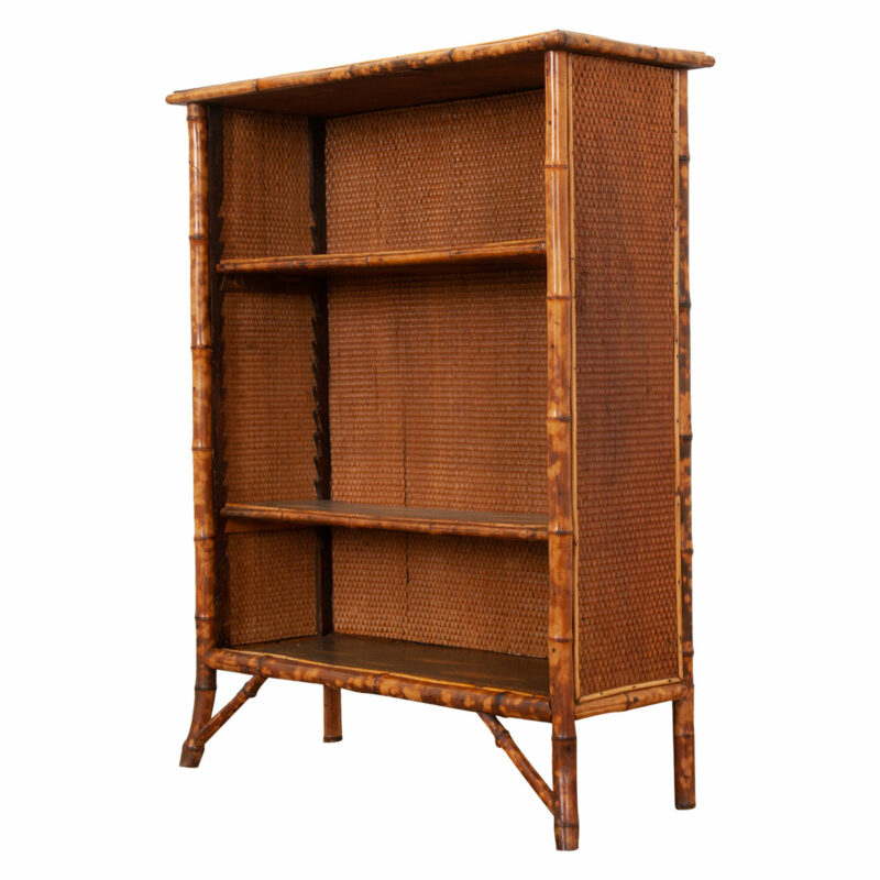 English Bamboo & Decoupage Bookcase